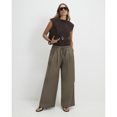 Drawstring Super Wide Leg Trousers