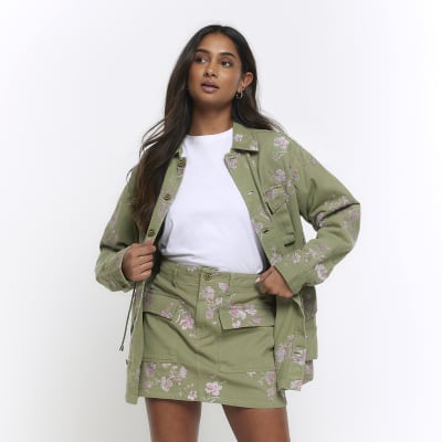 Khaki skirt 2024 womens jacket