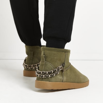 river island black suede faux fur lined boots