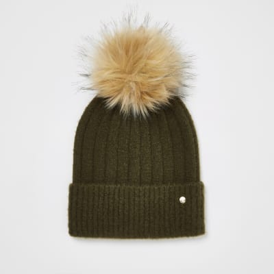 khaki pom pom hat