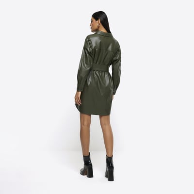 River island faux leather shirt sale dress