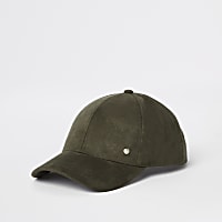 Khaki faux suede baseball cap