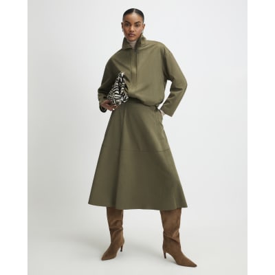 Khaki Faux Suede Bomber Jacket