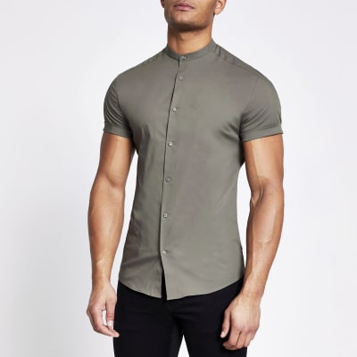 muscle fit grandad shirt