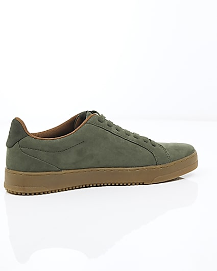 360 degree animation of product Khaki green gum sole lace-up plimsolls frame-11
