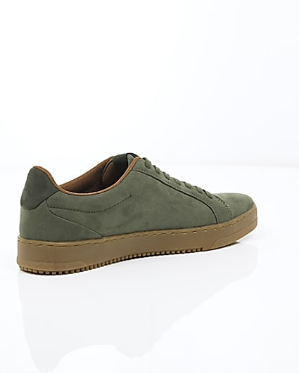 360 degree animation of product Khaki green gum sole lace-up plimsolls frame-12