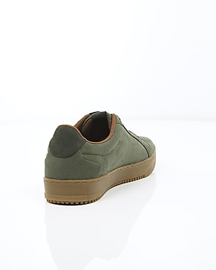 360 degree animation of product Khaki green gum sole lace-up plimsolls frame-14