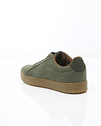 360 degree animation of product Khaki green gum sole lace-up plimsolls frame-18
