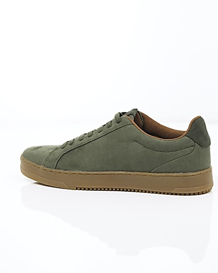 360 degree animation of product Khaki green gum sole lace-up plimsolls frame-20