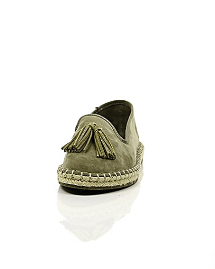 360 degree animation of product Khaki green wide fit tassel espadrilles frame-3