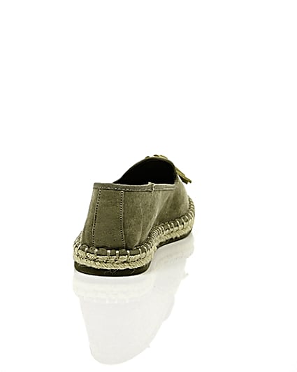 360 degree animation of product Khaki green wide fit tassel espadrilles frame-15