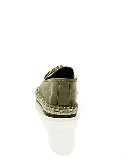 360 degree animation of product Khaki green wide fit tassel espadrilles frame-16