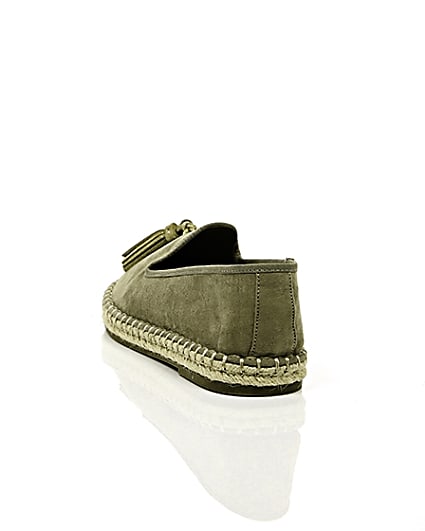 360 degree animation of product Khaki green wide fit tassel espadrilles frame-17