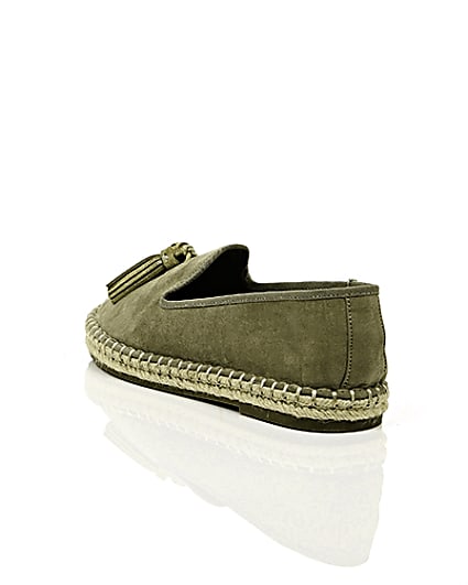 360 degree animation of product Khaki green wide fit tassel espadrilles frame-18