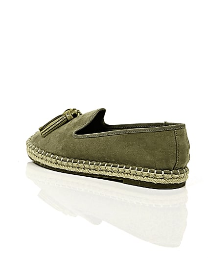 360 degree animation of product Khaki green wide fit tassel espadrilles frame-19