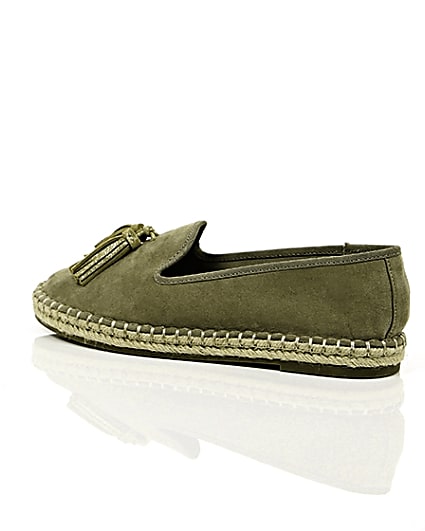 360 degree animation of product Khaki green wide fit tassel espadrilles frame-20