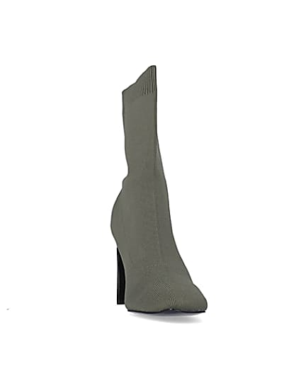 360 degree animation of product Khaki heeled sock boots frame-20