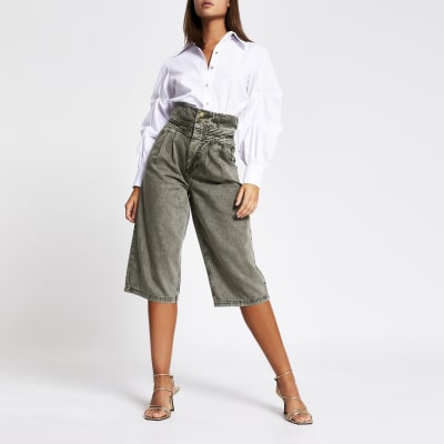 high rise culotte jeans