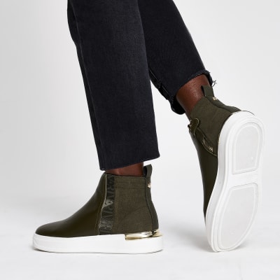 Khaki high top RI trainers