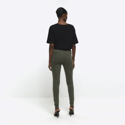 Khaki High Waist Slim Fit Jeggings