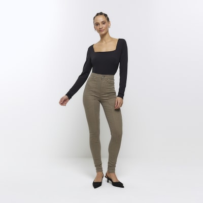 High waisted clearance khaki jeans