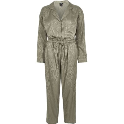 river island khaki playsuit