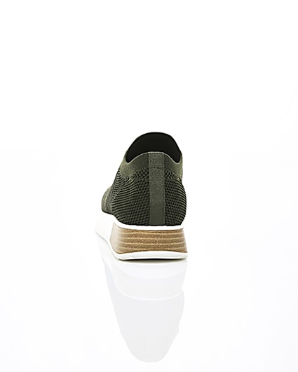 360 degree animation of product Khaki knitted runner trainers frame-16