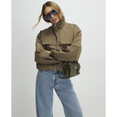 River Island Khaki Lightweight Zip Through Jacket