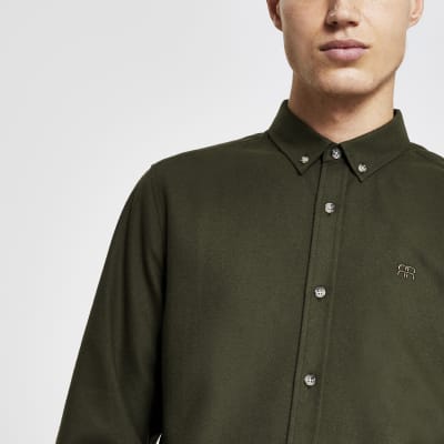 khaki flannel shirt