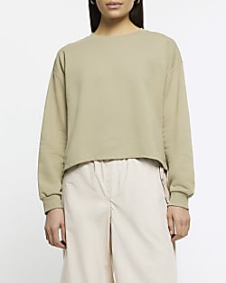 Khaki long sleeve sweatshirt