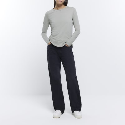 Khaki long sleeve tshirt River Island