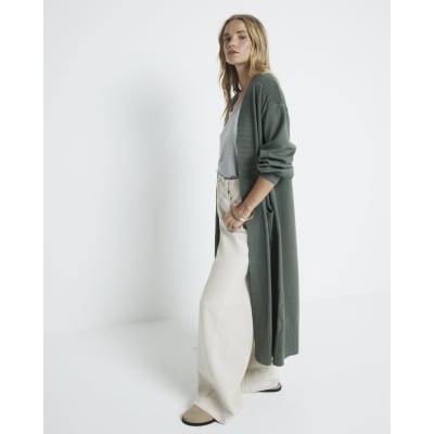 Khaki longline cardigan River Island