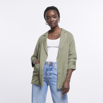 Khaki lyocell casual blazer