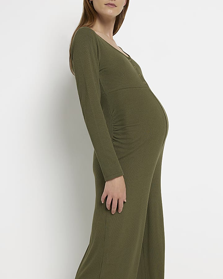 Khaki maternity sleep jumpsuit