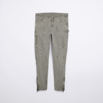 Khaki mid rise super skinny jeans