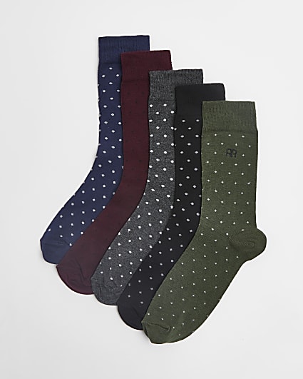 Khaki Multipack Polka Dot Socks