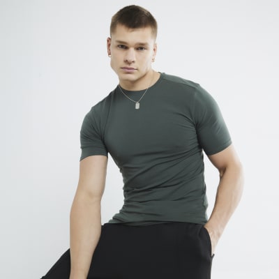 Khaki Muscle Fit Short Sleeve T-Shirt