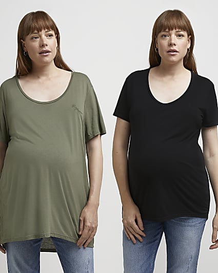 Khaki nursing maternity t-shirt multipack
