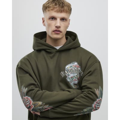 Khaki Oversized Fit Japanese Kamakura Hoodie