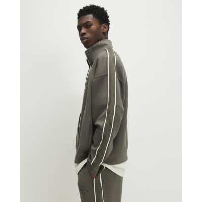 Khaki Oversized Fit Monogram Tracksuit Jacket