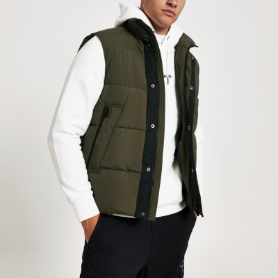 Khaki Padded Utility Gilet River Island