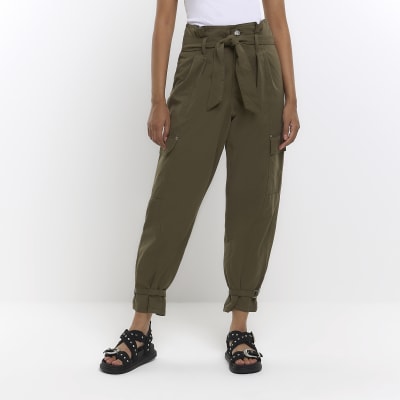 Khaki green best sale paperbag trousers