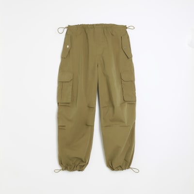 Khaki parachute cargo trousers | River Island