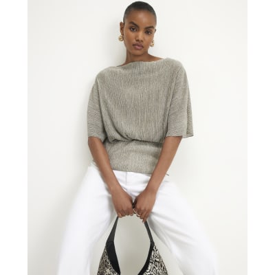 Plisse Batwing Top