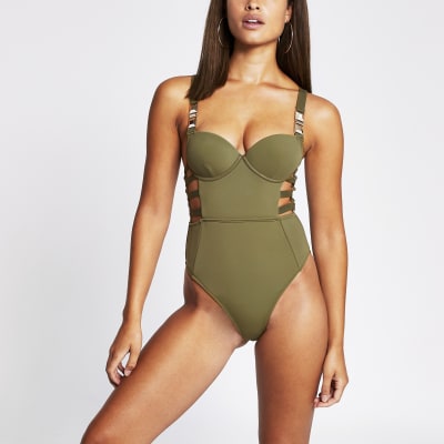 river island khaki swimsuit