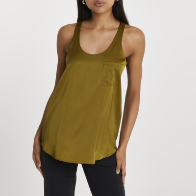 Khaki pocket vest top River Island