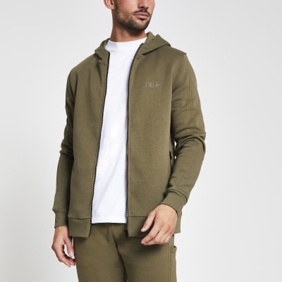 adidas khaki zip hoodie