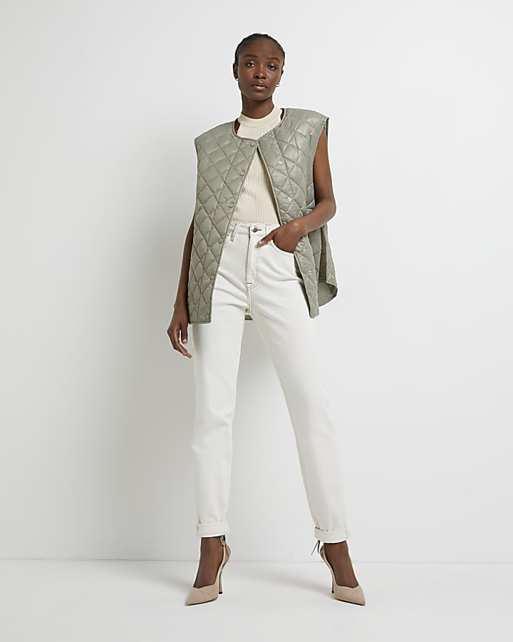 Khaki quilted gilet