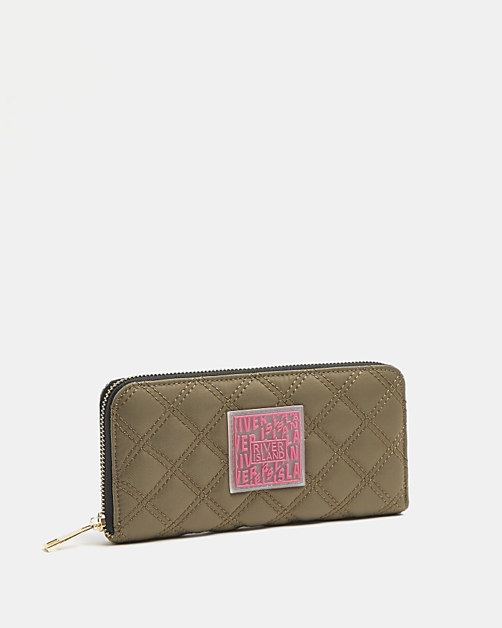 Khaki quilted purse