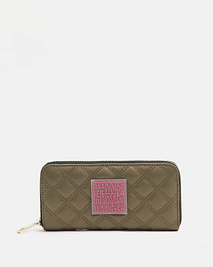Khaki quilted purse